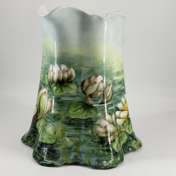 HABSBURG CHINA AUSTRIA HAND PAINTED WATER LILLIES LILLY PORCELAIN PITCHER - Picture 3 of 8